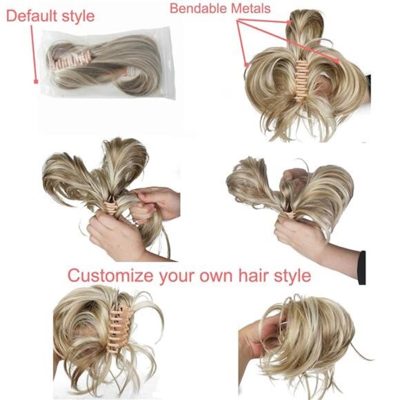 Adjustable Messy Style Ponytail Hair Extension Synthetic Hairpiece with Jaw Claw - Picture 6 of 7